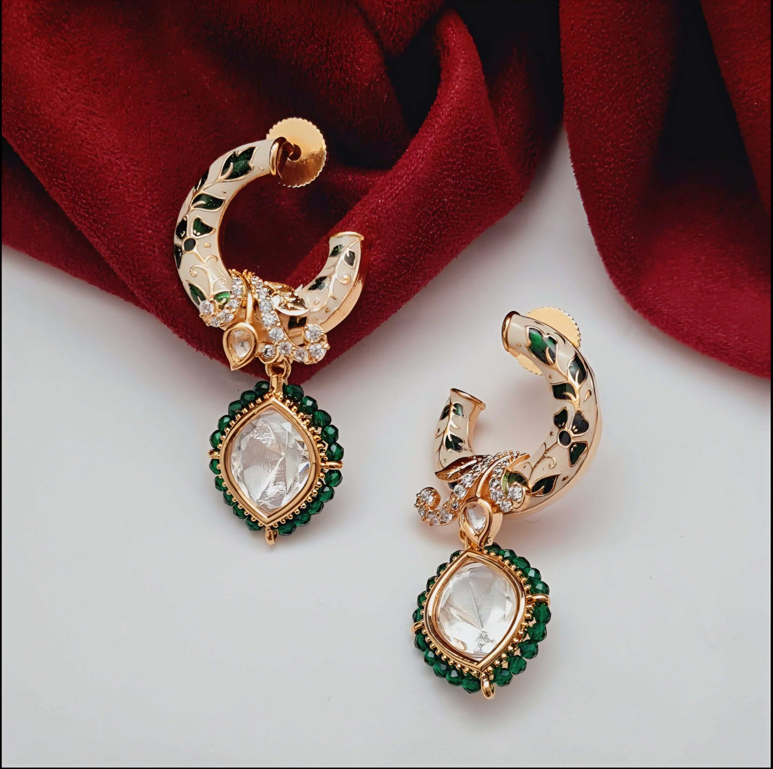 Emerald Vine Hoops BER002